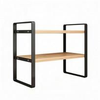 Two-Tier Desktop Shelf Minimalist 2-Tier Desk Rounded Corners beige