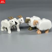 MOC plytos Gyvūnas Avių ferma Ožka Avidė Daržo scenos Priedai Statybinės kaladėlės Modelis DIY Švietimo žaislai