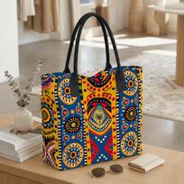 Tribal Pattern Tote Bag Ethnic Style Large Capacity Shoulder Handbag for Daily Use