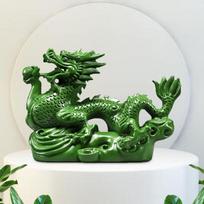 Medyje raižyta kinų drakono statula Fengshui ornamento metų automobilio prietaisų skydelio skulptūra black