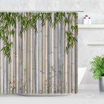 Shower Buddha Bamboo Zen Green Curtain Landscape Water Candle Stone Lotu Plant Garden Scenery Waterproof Bathroom Curtain Screen Matches the image,180x180cm