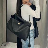 Home o bag shoulder commuter bag leather tote bag underarm tote bag female messenger Kelly bag white