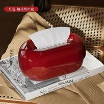 Round Corner Tissue Box Coffee Table Desk Decoration Minimalism Oval Tissue Box Bedside Table Paper Towel Case Spring Type raudona