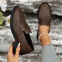 Women's Slip-On Loafer Flats, Thick Sole Retro Slip-On Moccasins, Plus Size Casual Spring Fall Shoes 43 black