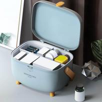 Container Compartment Multipurpose Carry Bin Dustproof Organizer Storage Box mėlyna