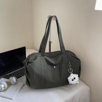 Large Capacity Commuter Tote Bag New Solid Color Waterproof Oxford Cloth Women Shoulder Bag Leisure Travel Sports Fitness Bag beige