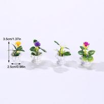 4pcs Dollhouse Bonsai Plant Model Realistic Potted Plants Designed For Dollhouse Decoration Micro Landscape Props Designed For Mini House