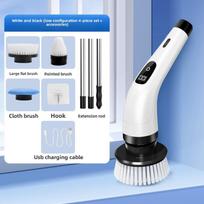 9-in-1 elektrinis vonios valymo šepetys su dviejų ilgių rankenomis Electric Cleaning Brush gray