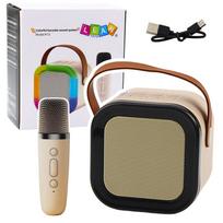 Belaidė karaoke kolonėlė su mikrofonu K12 RGB Bluetooth smėlinė