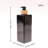 1 vnt. Vonios dozatoriai Kvadratiniai Šampūno Dušo gelio Kūno prausiklio Dozatoriai Pildomi Bambukiniai Pompiniai Buteliukai Losjono Indeliai 500ML black