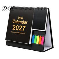 Monthly Schedule Organizer Desk Calendar 2027, Standing Flip Desktop with Sticker Portable Coil Bound Planner Notepad, Twin-Wire Binding 12 B