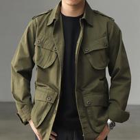Men S Vintage Military Green Jungle Cargo Jacket Long Sleeve Multi Pocket XL žalia