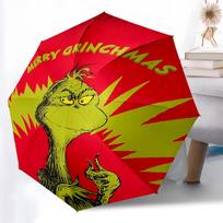 Printed Christmas Jack & The Grinch Folding Umbrella,Outdoor,Leisure,And Travel Umbrella,Durable Umbrella Fabric,Birthday And Holiday Gift Three-fold umbrella yellow