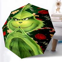 Printed Christmas Jack & The Grinch Folding Umbrella,Outdoor,Leisure,And Travel Umbrella,Durable Umbrella Fabric,Birthday And Holiday Gift Three-fold umbrella