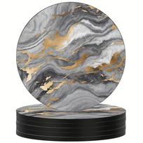 6pcs Marble Veining Drink Coasters Set Wooden Absorbent Coasters  For Cold Drinks Wine Mugs Cups pilka