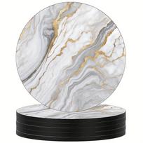 6pcs Marble Veining Drink Coasters Set Wooden Absorbent Coasters  For Cold Drinks Wine Mugs Cups balta
