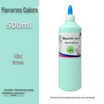 Acrylic Paint Macaron Colors 500ml - Kids' Graffiti, Plaster Doll & Kindergarten Drawing. 500ml mėtų žalios spalvos