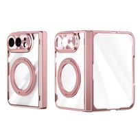 For iPhone Duo iPhone 18 Fold Luxury Plating Clear Case With 360° Magnetic Ring Holder With Screen Lens Protection Cover Funda iPhone Duo