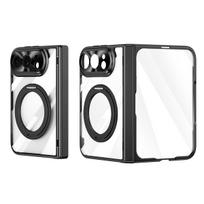 For iPhone Duo iPhone 18 Fold Luxury Plating Clear Case With 360° Magnetic Ring Holder With Screen Lens Protection Cover Funda iPhone Duo
