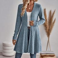 Women's Long Ribbed Knit Cardigan Slim Fit Stylish Sweater Coat for Fall and Winter Everyday Wear S