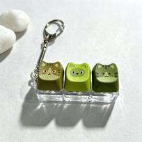 Green Keys Clicker Keychain Cartoon Cat Relax Button Keycap Keychain  Indoor Play 3-Key (Style C)