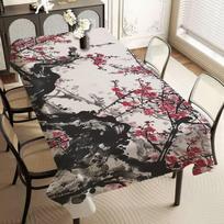 Chinese Plum Flower Multi-Use Rectangle Tablecloth - Waterproof For Dust Cover, Picnics & Tables 54x72