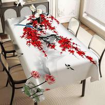 Chinese Plum Flower Multi-Use Rectangle Tablecloth - Waterproof For Dust Cover, Picnics & Tables 55x70