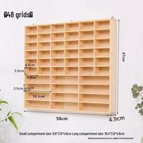 Wall-Mounted Wooden Toy Car Display Cabinet with Multi-Layer Shelves With Dust Cover Wall-Mountable beige