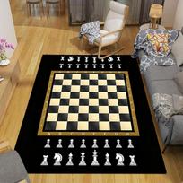 1Pc Chess Strategy Tactics Rug, Office Carpet Indoor Outdoor Doormat, Non-Slip Soft, Living Room, Christmas Halloween Gift. Em92834 70cmx100cm black