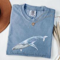 Comfort Colors Blue Whale T-Shirt – Minimal Ocean Graphic Tee 4XL gray
