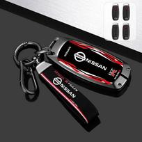 For Infiniti Nissan Altima Maxima Murano Rogue Sentra 370z Leather TPU Car 4Button Key Case Cover Keychain Protector Accessories XX555 black