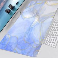 Ocean Blue Marble Pattern Desk Mat Waterproof Nonslip Extended Mouse Pad 30x80x0.2cm