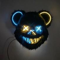 LED Šviečianti Juodo Lokio Kaukė Neono Švytinti Karnavalo Šventės Kaukė Festivalio Cosplay Reikmenys Suaugusiems Vaikams Helovino Kaukė