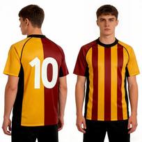 Retro futbolo marškinėliai, Vyriški raudonos ir geltonos spalvų bloko futbolo marškiniai, Laisvalaikio sportiniai kvėpuojantys marškinėliai 4XL