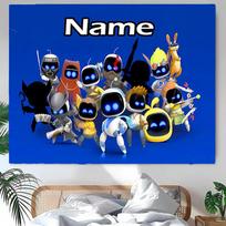 Personalized Astro Bot Background Tapestry,Custom Name Birthday Party,Multifunctional Wall Decoration for Home Decor,Various Occasions 100cmx150cm