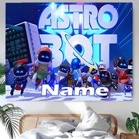 Personalized Astro Bot Background Tapestry,Custom Name Birthday Party,Multifunctional Wall Decoration for Home Decor,Various Occasions 150cmx200cm