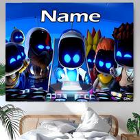 Personalized Astro Bot Background Tapestry,Custom Name Birthday Party,Multifunctional Wall Decoration for Home Decor,Various Occasions 100cmx150cm