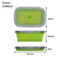 & Living Kitchen Storage Folding Lunchbox Collapsible Bowl Picnic Boxes Silicone Food Container 800ml(L) žalia