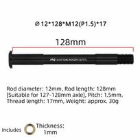 M12 Bike Thru Axle Rod High Strength Bike Thru Axle Skewers Shaft Bicycle Thru Axle  Road Bike 12*128 (Pitch 1.5)