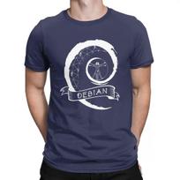 Unisex Debian Linux Computer T Shirts Pure Cotton Clothes Casual Classic Short Sleeve Crew Neck Tee Shirt Big Size New Arrival 4XL blue