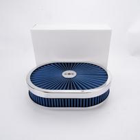 High Flow Chrome 12'x2' Oval Air Cleaner Filter Assembly 5-1/8' Carb Neck W/ Flow-Thru Lid for GMC Chevy Ford Chryler Dodge mėlyna