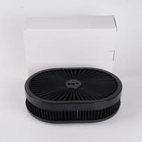 High Flow Chrome 12'x2' Oval Air Cleaner Filter Assembly 5-1/8' Carb Neck W/ Flow-Thru Lid for GMC Chevy Ford Chryler Dodge juoda