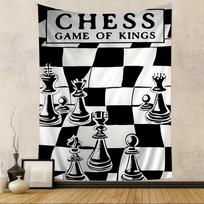 Vintage International Chess Canvas Anime Tapestry Hippie Flower Wall Carpets Dorm Decor Wall Hanging Home Decor 100X70CM white