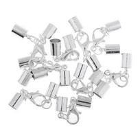 10pcs Silver Leather Cord End Caps with Lobster Clasp Jewelry Making Findings white