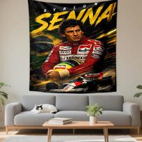 Ayrton Senna Racing Tribute Design Patterned. Patterned tapestry for bedroom and living room home decor sofas. 130x150cm(51x59in)