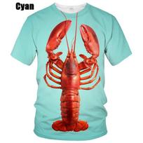 Lobster Graphic T Shirt For Men Clothing Cool Designs 3D Printed Crayfish Crawfish T-shirt Casual Women Tee Shirts y2k Kids Tops L blue