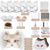 Blank Mask Therian Mask Half Face Mask Cat Mask Craft Kit DIY Mask  Cosplay Style 8