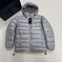 Winter Classic Pony Embroidered Hooded Lightweight Shiny Puffer Jacket Streetwear Men Women XL sidabro pilka spalva