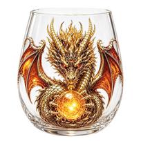 Fantasy Crystal Ball Whiskey Glass Dragon-Sculpted Drinkware Mythic Dragon Glass Cup for Bar Decor Gifts C beige