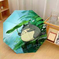My Neighbor Totoro Windproof Auto 8 Rib Folding Umbrella Portable Outdoor Parasol Three-fold umbrella green
